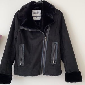 Hollister Black Faux Fur  Jacket